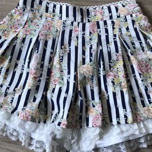 Striped floral lace skorts shorts